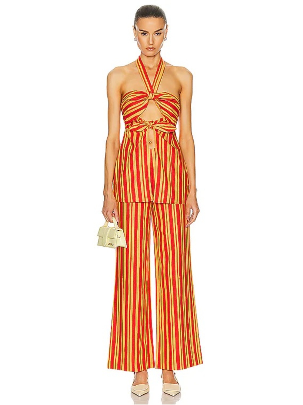 Simon Miller 100% Linen Red and Yellow Striped Straight-Leg Pants & Halter top